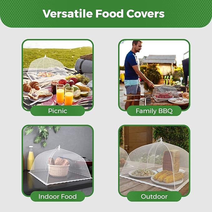 Simply Genius Pop-Up Mesh Food Covers - 17 x 17 in, White, 6 Pack, Large & Tall - Reusable & Collapsible Food Tents for Outdoor Serving - Image 3