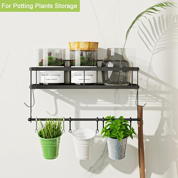 ESOW Paper Towel Holder with Shelf Storage, Adhesive Wall Mount 2-in-1 Basket Organizer for Kitchen & Bathroom, Durable Metal Wire Design, Stainless Steel 304 Matte Black Finish - Image 7