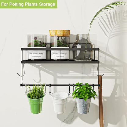 ESOW Paper Towel Holder with Shelf Storage, Adhesive Wall Mount 2-in-1 Basket Organizer for Kitchen & Bathroom, Durable Metal Wire Design, Stainless Steel 304 Matte Black Finish - Image 7