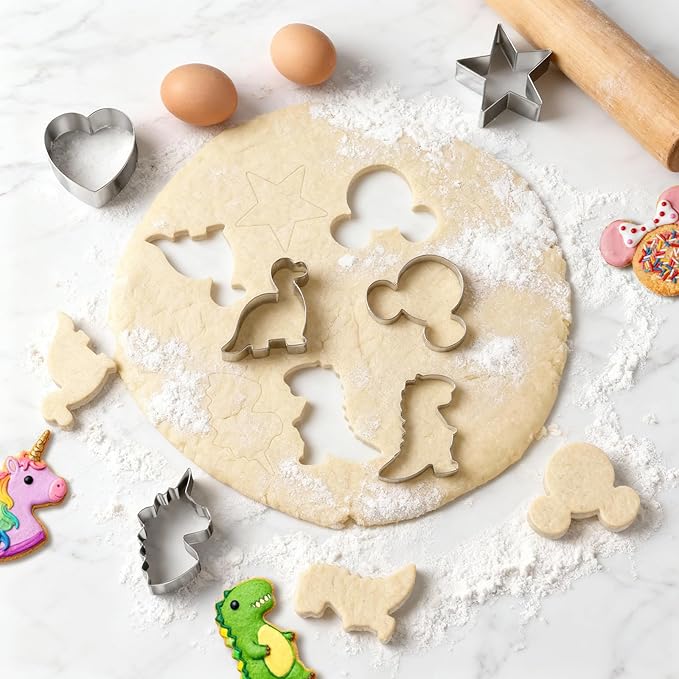Stainless Steel Cookie Cutters, Mickey Unicorn Dinosaur Heart Star Cookie Cutters, Metal Biscuit Cutter Molds for Baking or Valentine's Day Christmas Holiday Party Decorations - Image 4