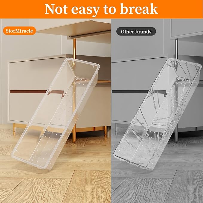 StorMiracle 32 PCS Clear Plastic Drawer Organizer Set, 4-Size vanity organizer Trays and Storage Bins for Makeup, Jewelry and Gadgets in Bedroom, Bathroom and Office, Clear - Image 4