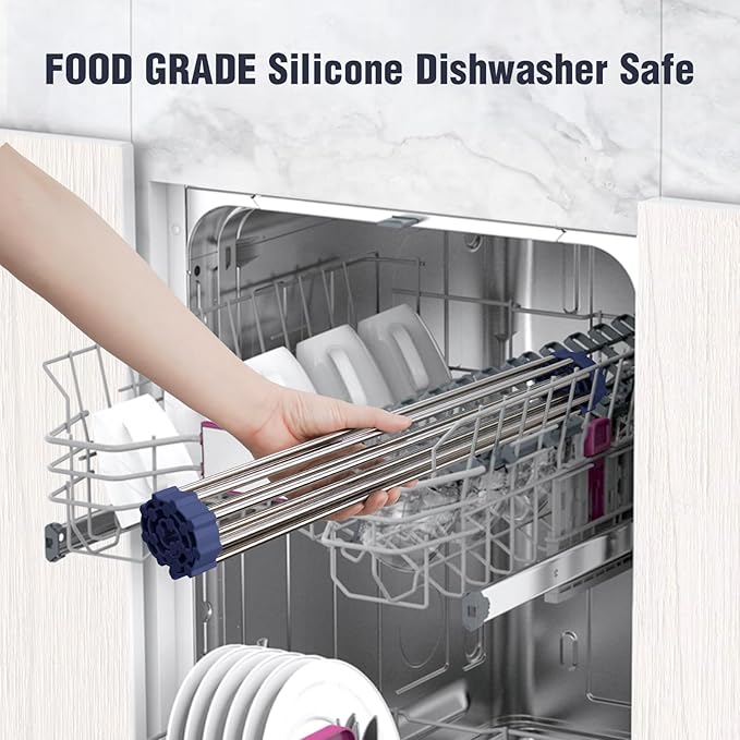 Tomorotec 17.7" x 12.5" Roll Up Dish Drying Rack Over Sink Drying Rack Sink Cover Kitchen Sink Accessories Gadget Multipurpose Organizer Foldable Stainless Steel Drainer - Image 6