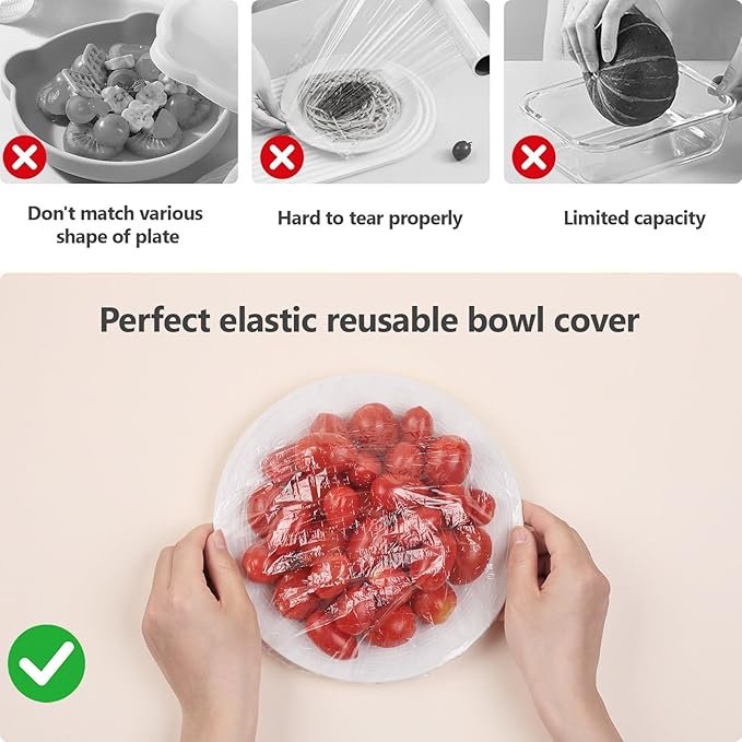 160Pcs Bowl Covers for Bread Proofing- Fits Bowls Up to 12", Large Thickened Reusable Elastic Stretch Wrap Food Covers, Shower Caps for Sourdough Bread, BPA Free, Food Grade - Image 7