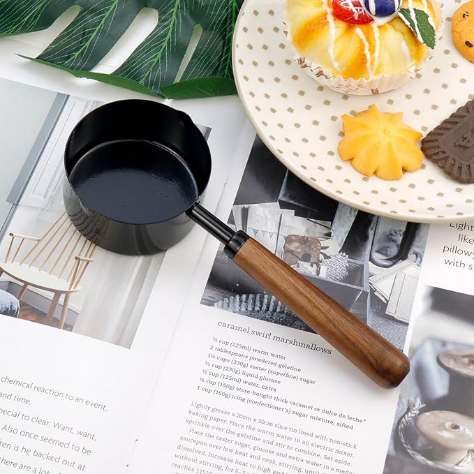1pcs 1/2 Cup Measuring Cup with Wooden Handle Stainless Steel Measuring Scoop 125ml Measuring Spoon Black 1/2 Measuring Cups for Baking Cooking Wet and Dry Ingredients (125ml) - Image 5