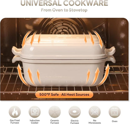 Enameled Cast Iron Dutch Oven for Sourdough Bread Baking, Dutch Oven Pot with Lid, 10×6 Bread Loaf Pans with Lid for Homemade Bread, Cake, Meatloaf, Oven&Induction Safe (White, 3.84 QT) - Image 6