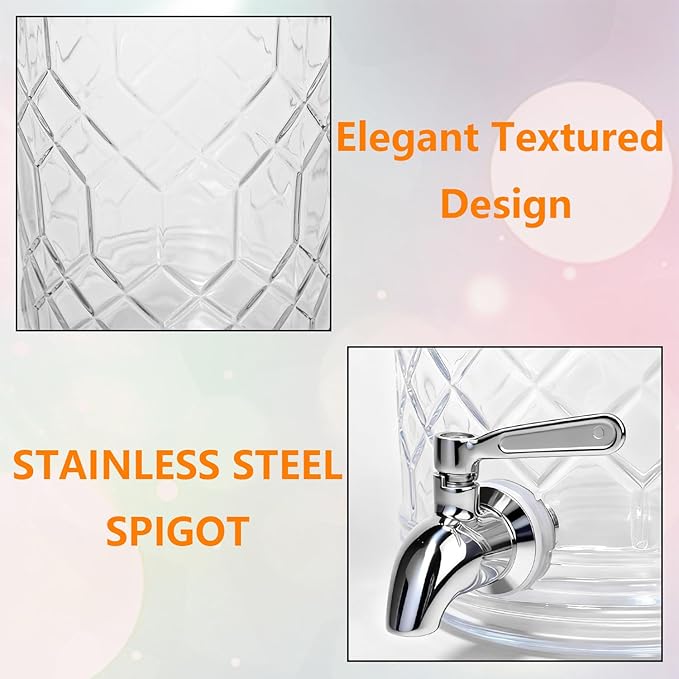 1 Gallon Beverage Dispenser with Stand,Lemonade Drink Dispenser with Stainless Steel Spigot for Parties and Weddings,Ideal for Juice,Coffee,Sangria