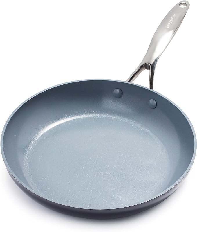 GreenPan Valencia Pro Ceramic Nonstick 12” Frying Pan Skillet, Hard Anodized PFAS-Free Cookware, Induction Ready, Compatible on All Cooktops, Eggs & Omelets, Dishwasher Safe, Oven Safe to 600F, Gray