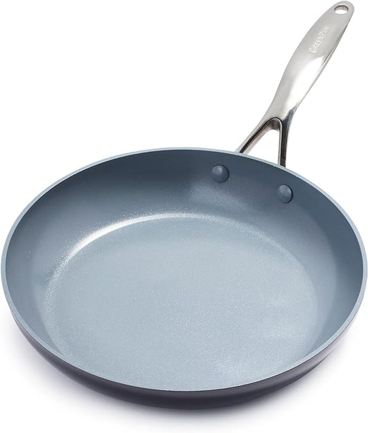 GreenPan Valencia Pro Ceramic Nonstick 12” Frying Pan Skillet, Hard Anodized PFAS-Free Cookware, Induction Ready, Compatible on All Cooktops, Eggs & Omelets, Dishwasher Safe, Oven Safe to 600F, Gray