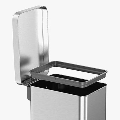 QUALIAZERO 50L / 13 Gallon Stainless Steel Step-On Kitchen Trash Can Soft-Close Lid, Fingerprint-Resistant, Removable Liner, Slim Shape Modern Design for Home, Office, Commercial Space - Image 3