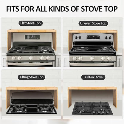 Over the Stove Spice Rack, 33" Wide Bamboo Shelf Rack Organizer for Stove Top - Image 4