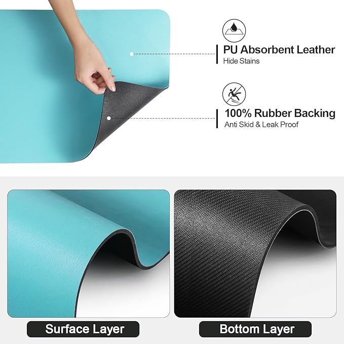 Ecotrim - Dish Drying Mat for Kitchen Counter | Coffee Bar Mat for Countertops | Heat Resistant Drainer Mat with Non-slip Rubber Backed | Hide Stain Kitchen Absorbent Draining Mat | Turquoise 18"x32" - Image 5