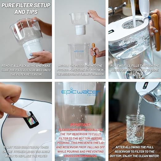 Epic Water Filters Pure Filter Pitchers for Drinking Water, 10 Cup 150 Gallon Filter, Tritan BPA Free, Removes Fluoride, Chlorine, Lead, Forever Chemicals (White & Bamboo) - Image 7
