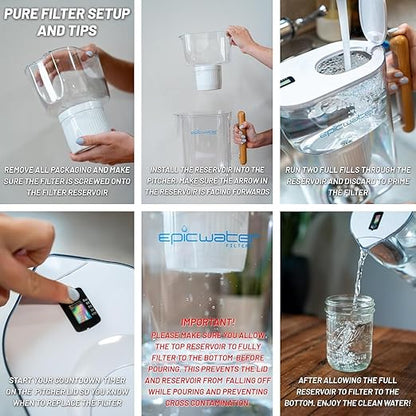 Epic Water Filters Pure Filter Pitchers for Drinking Water, 10 Cup 150 Gallon Filter, Tritan BPA Free, Removes Fluoride, Chlorine, Lead, Forever Chemicals (White & Bamboo) - Image 7