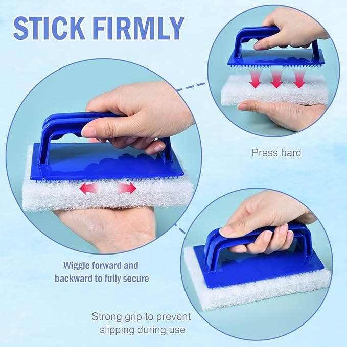 YoleShy Shower Scrubber Non-Scratch Bathtub Scrubber Heavy Duty Scrub Pad with Handle for Bathroom Tile Bathtubs Shower Tile Sink Pool Tile Spas (Blue) - Image 3