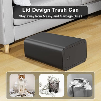 N. NETDOT 3 Pack 10 Liter Small Trash Can with lid, 2.6 Gallon,Garbage Can Slim Trash Bin Waste Basket for Bathroom,Kitchen,Bedroom,Living Room,Office,Laundry - Black - Image 5