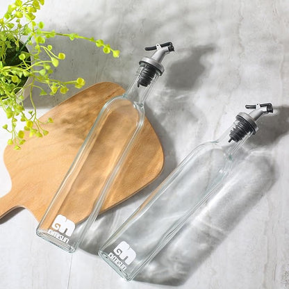 gmisun Olive Oil and Vinegar Dispenser Bottle Set, 2 Pack Oil and Vinegar Dispenser Bottle, 17oz Kitchen Oil Dispenser, Glass Cooking Oil Dispenser, Clear Glass Bottles for Oil with Funnel and Labels - Image 8