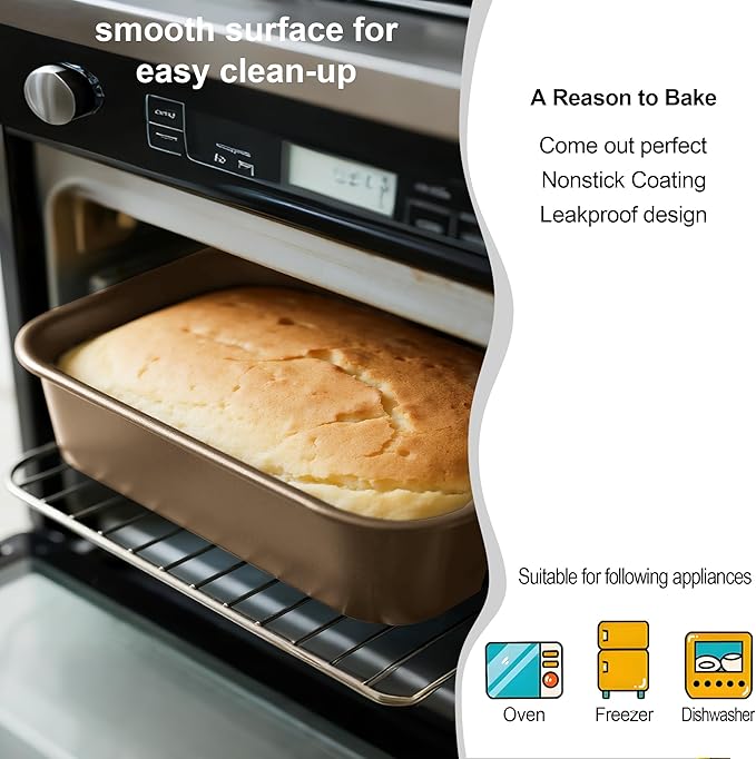 Baking Pan Set of 2, 12.5’’ X 10’’ X 2.4’’ Nonstick Sheet Cake Pan for Christmas Thanksgiving, Durable Cookie Sheets for Baking Lasagna Deep-Dish Pizza Brownies Casseroles, Rose Gold & Easy to Clean - Image 5