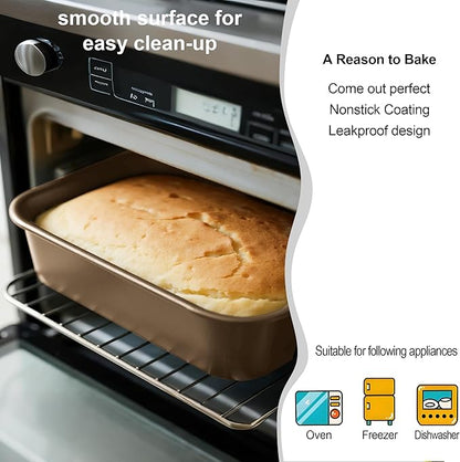 Baking Pan Set of 2, 12.5’’ X 10’’ X 2.4’’ Nonstick Sheet Cake Pan for Christmas Thanksgiving, Durable Cookie Sheets for Baking Lasagna Deep-Dish Pizza Brownies Casseroles, Rose Gold & Easy to Clean - Image 5