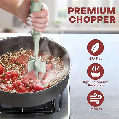 2Pcs Meat Chopper, Hamburger Grinder, Premium Heat Resistant Smasher for Ground Beef, Burger Grinder Nylon Potato Mix Tool-Green - Image 5