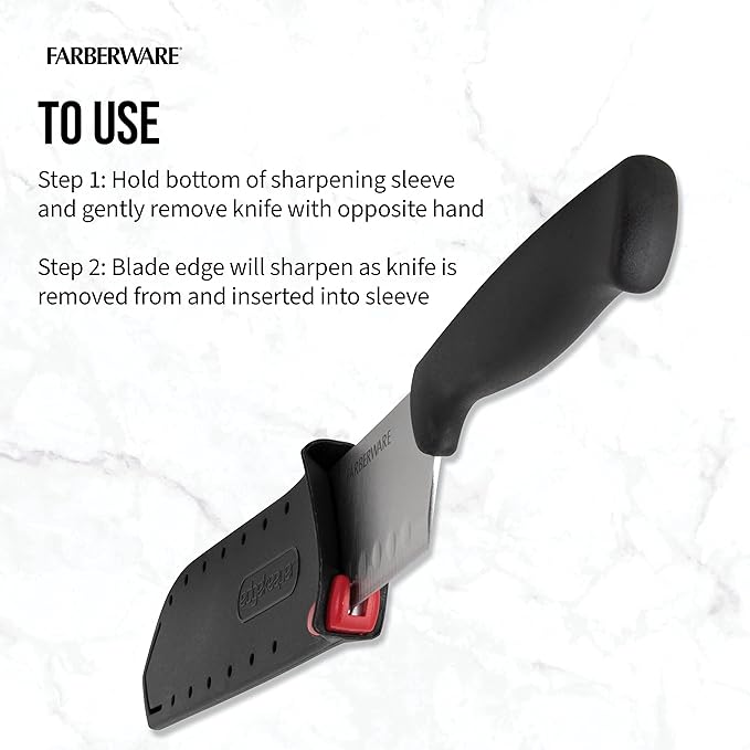 Farberware Edgekeeper 5-Inch Santoku Knife with Self-Sharpening Blade Cover, High Carbon-Stainless Steel Kitchen Knife with Ergonomic Handle, Razor-Sharp Knife, Black - Image 5