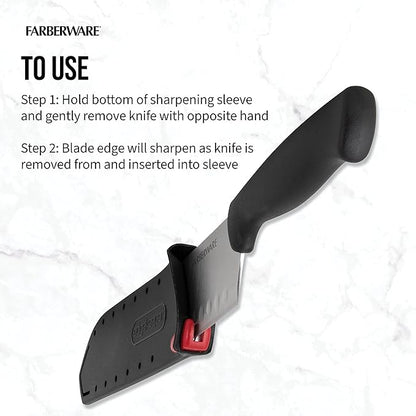 Farberware Edgekeeper 5-Inch Santoku Knife with Self-Sharpening Blade Cover, High Carbon-Stainless Steel Kitchen Knife with Ergonomic Handle, Razor-Sharp Knife, Black - Image 5