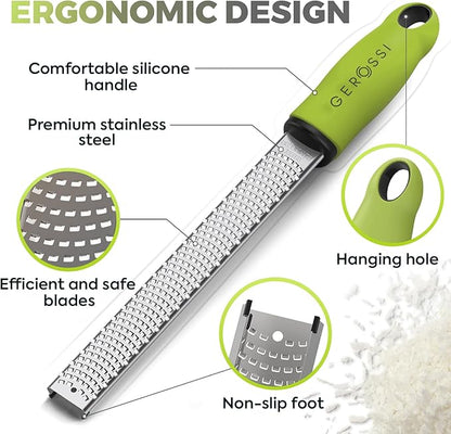 Stainless Steel Cheese Grater & Lemon Zester w/Extra Sharp Blade - Perfect for Lemon, Parmesan, Garlic, Chocolate - Spice Up any Dish in Seconds w/Your Premium Citrus Hand Grater with Handle - Green - Image 4