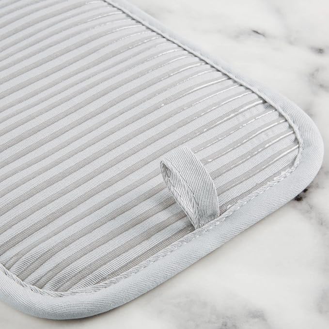KITCHENAID Quilted Cotton Terry Cloth Oven Mitt, Pot Holder, Kitchen Towel 4-Pack Set, Heat Resistant, Silicone Grip, 16"x26", 7"x13" & 7"x10", Matte Grey - Image 6