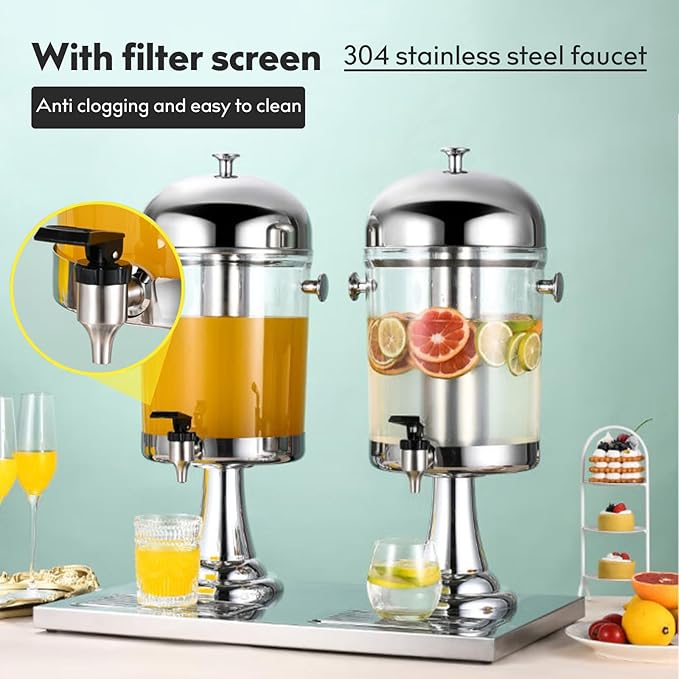 BAVNNRO 4.5 Gallon Drink Dispensers for Parties, Beverage Dispenser with Stand, Commercial Hot Cold Juice Dispenser with Ice Container and Stainless Steel Drip Trays for Beer, Water Lemonade - Image 3