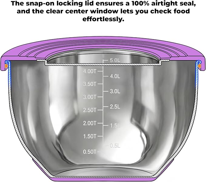 KITEISCAT Stainless Steel Mixing Bowls with Lids – Set of 5 Large Nesting Metal Bowls for Kitchen, Baking, Cooking, Food Prep & Storage, Non-Slip Base, Dishwasher Safe, Multicolor - Image 4