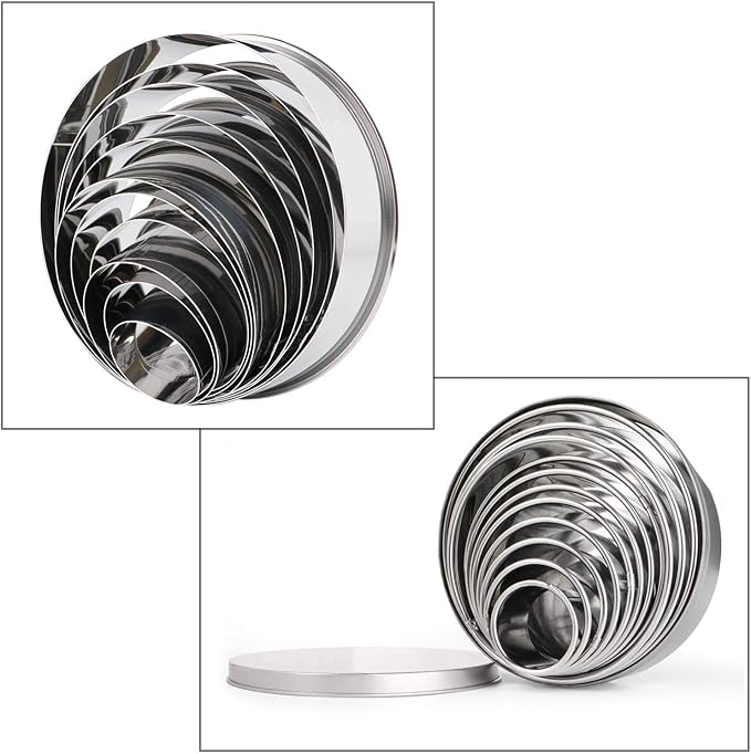 HULISEN Stainless Steel Round Cookie Biscuit Cutter Set, 11 Circle Donut Doughnut Cutter, Baking Ring Molds for Mini Cake, Scone, Pastry, Cooking, Gift Package - Image 7