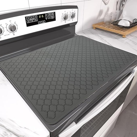 Silicone Stove Top Cover for Electric Stove- Range Covers for Electric Stove,Silicone XXL Dish Drying Mat, Glass Cooktop Covers, Flat RV Range top Mats (Gray, 20"x28")