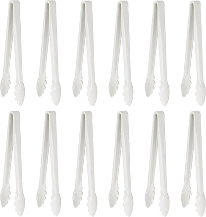 New Star Foodservice 35551 Utility Tong, High Heat Plastic, Scalloped, 12 inch, Set of 12, White