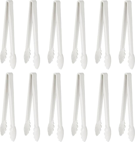 New Star Foodservice 35551 Utility Tong, High Heat Plastic, Scalloped, 12 inch, Set of 12, White