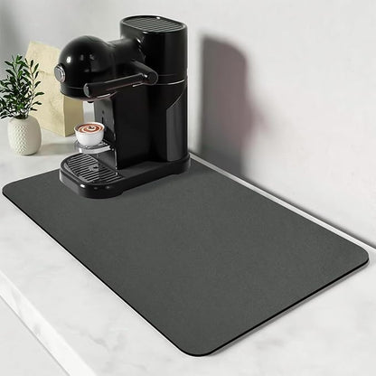 Bloss Coffee Bar Mat for Countertops, Grey Dish Drying Mat for Multiple Usage, Kitchen Counter Mat, Absorbent Hide Stain Rubber Backed Dish Drying Pad / 16.1"x24.1" by Bloss