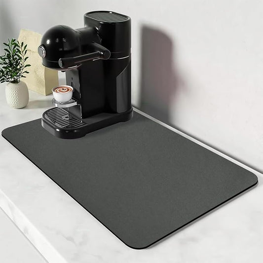 Bloss Coffee Bar Mat for Countertops, Grey Dish Drying Mat for Multiple Usage, Kitchen Counter Mat, Absorbent Hide Stain Rubber Backed Dish Drying Pad / 16.1"x24.1" by Bloss