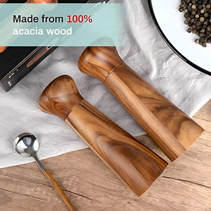 Wooden Pepper Grinder,Refillable Pepper Mill,Adjustable Pepper Shaker,Spices Mill,Ceramic Pepper Grinder Seasoning Mill,Madera Pimienta Grinder,Salt Mill Tableware Gift for for Gifting