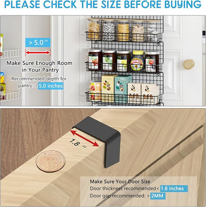 JKsmart 9-Tier Spice Rack Organizer with Door Hook, Wall Mount, and Extra Large Capacity for Pantry Door – Stylish Black Design for Effortless Organization, Ultimate Kitchen Storage Solution - Image 6