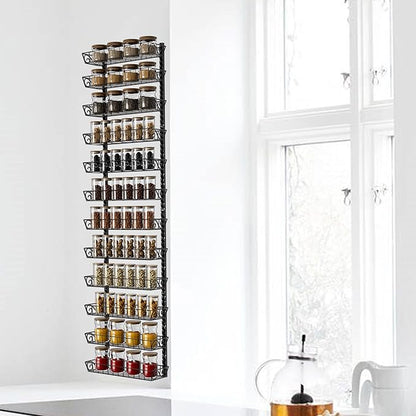 SWOMMOLY Adjustable Wall Mount Spice Rack Organizer, 12-Tier Dual-use (Multi-use) Hanging Spice Shelf Storage for Kitchen Pantry Cabinet Door, Seasoning Holder Organizer, Black - Image 5