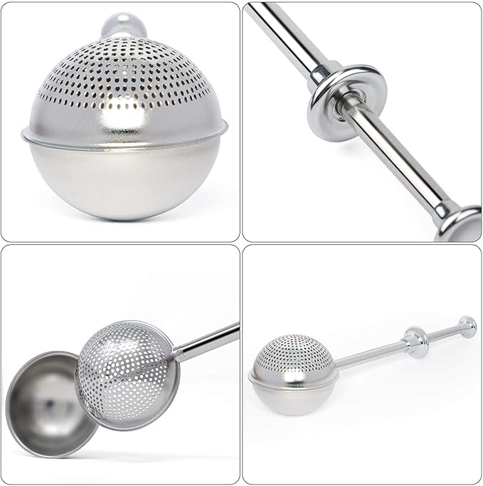 HULISEN Set of 2 Flour Duster for Baking, Powdered Sugar Shaker Duster, 18/8 Stainless Steel Pick Up and Dust Flour Sifter with Spring-operated Handle for Easy One-handed Operation - Image 4