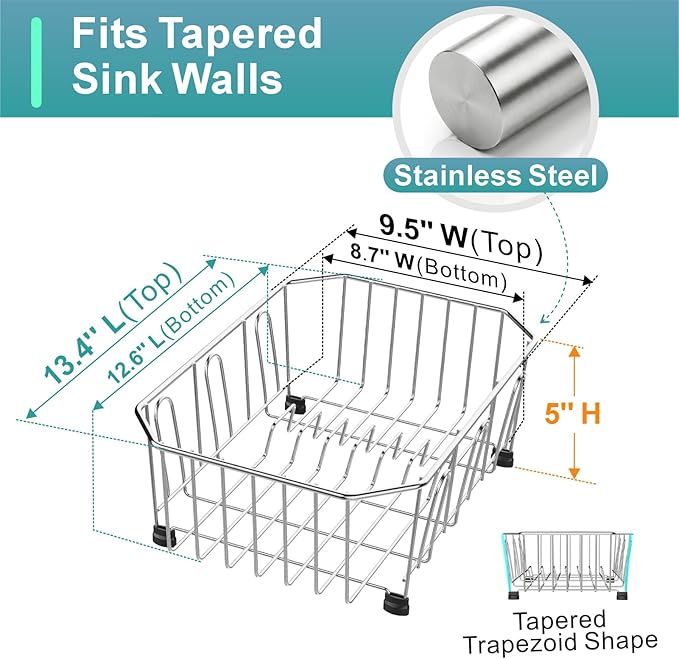 GSlife Mini in Sink Dish Drying Rack - Stainless Steel Small Dish Drainer for RV Kitchen Apartment Sink, 9.5" W x 13.4" L - Image 3