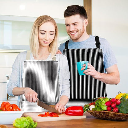2 Pack Aprons for Women with Pockets, Kitchen Cooking Apron for Men, Adjustable Apron Suitable for Chefs, Waiters, Baking, and Nail Technicians