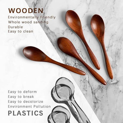 4 PCS Small Wooden Spoons, 5.8 Inch Honey Spoons for Tea, Hardwood Wooden Honey Teaspoon for Coffee, Little Tiny Wood Spoons, Bamboo Table Spoon for stirring, Wooden Spoons for Utensils Set - Image 4