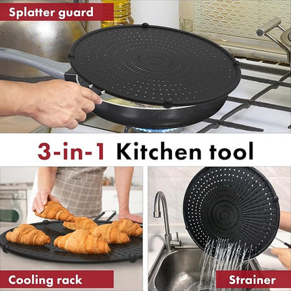 INYOU Silicone Splatter Screen for Frying Pan Suitable for 13” Pans, Multi-Use Grease Splatter Guard Heat Resistant to Hot Oil Food Safety Oil Splash Guard - Image 3