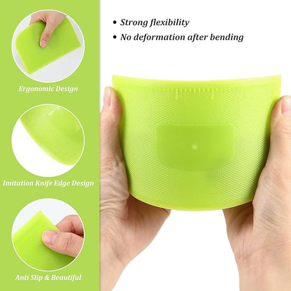 4 Piece Plastic Dough Scraper Bowl Scraper Flexible Multipurpose Food Scraper Plastic Dough Cutter for Bread Cake Dough Fondant Icing (White, Green, Yellow, Red) - Image 3