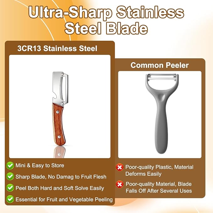 2 PCS Multi-Functional Vegetable Peeler for Kitchen, 2 in 1 Stainless Steel Vegetable Peeler with Wooden Handle and Bottle Opener, Kitchen Tool for Vegetables or Fruits that Need to Be Peeled - Image 6