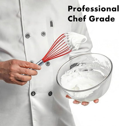 OYV 10-Inch Red Silicone Whisk, Heat Resistant 480°F Kitchen Whisk with Stainless Steel Ergonomic Handle, Non-Scratch for Nonstick Cookware, Dishwasher Safe, Perfect for Blending, Cooking & Beating - Image 9