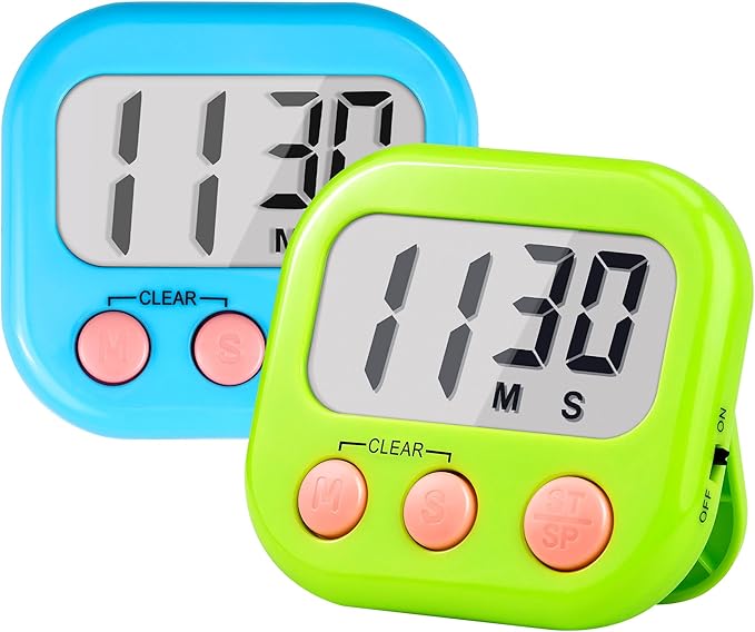 Timer for Kids Teachers Supplies Digital Kitchen Timers for Cooking Large Magnetic Classroom Timer 2Pack-Blue Green