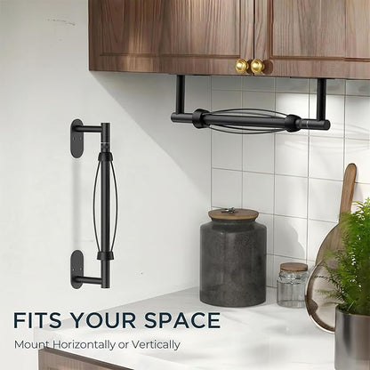 FORIOUS Paper Towel Holder Under Cabinet, One Hand Operable with Ratchet System for Easy Tear, Adhesive or Drill Wall Mount, SUS304 Commercial Paper Towel Holder for Kitchen Bathroom, Matte Black - Image 5