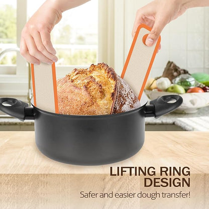 Silicone Bread Sling for Dutch Oven, 2 PCS Non-Stick & Easy Clean Reusable Silicone Bread Baking Mat with Long Handles, Easy to Transfer Sourdough Bread (2Pack Round, Orange) - Image 6