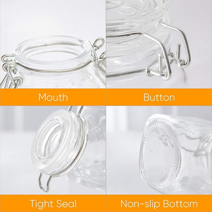 Flrolove Spice Jars 30 Pack 4oz Square Glass Jars with Leak Proof Rubber Gasket & Hinged Lid,Small Glass Containers with Airtight Lids for Home, Party Favors - Image 3